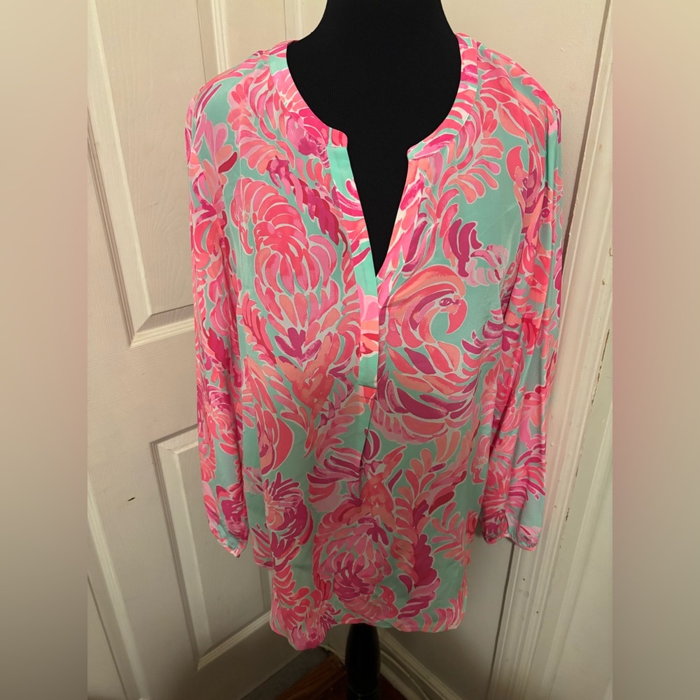 NWT The Lilly Pulitzer Poolside Blu Love Birds Elsa Top